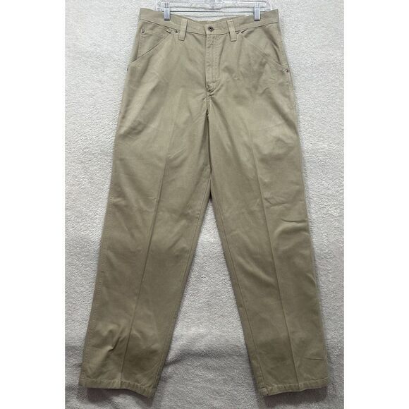 Wrangler Hero Authentic Issue Mens Khaki Tan Casual Work Cargo Denim Pants 32X32 - Picture 1 of 13